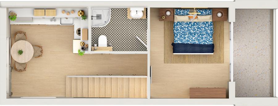 1+1 Loft üst kat planı