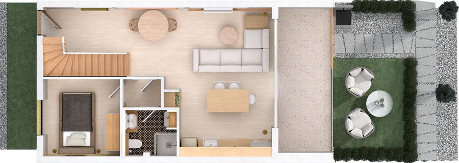 2+1 Loft giriş kat planı