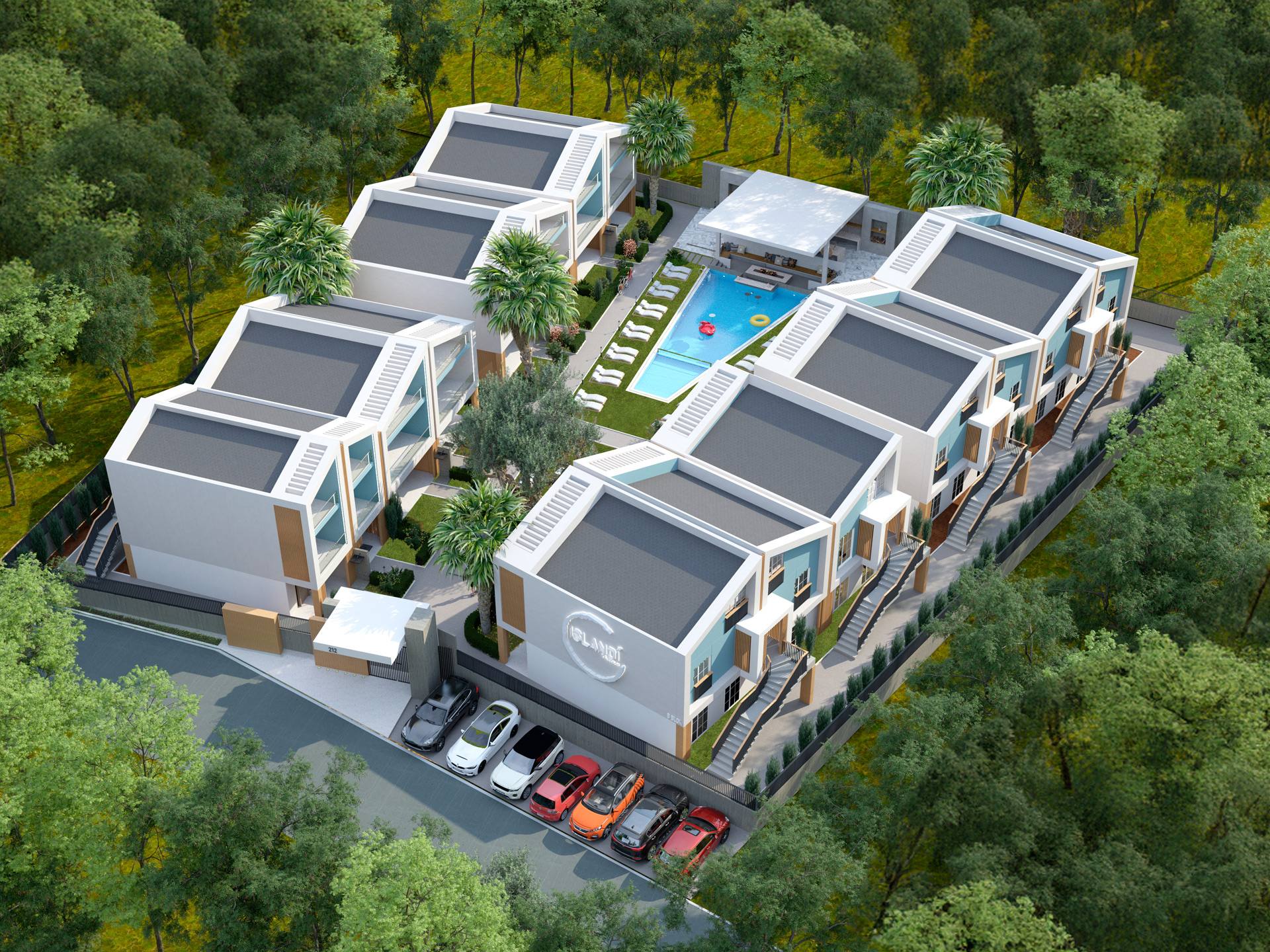 Islandi Thassos V'in kuşbakışı yerleşimi